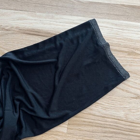 vtg 90s lounge straight leg stretch pants black white dotted slinky small medium - Picture 5 of 5